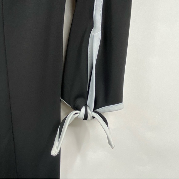 TALBOTS Black with White Trim 3/4 Sleeve Midi Dress with Tie Sleeves, S - Picture 6 of 11